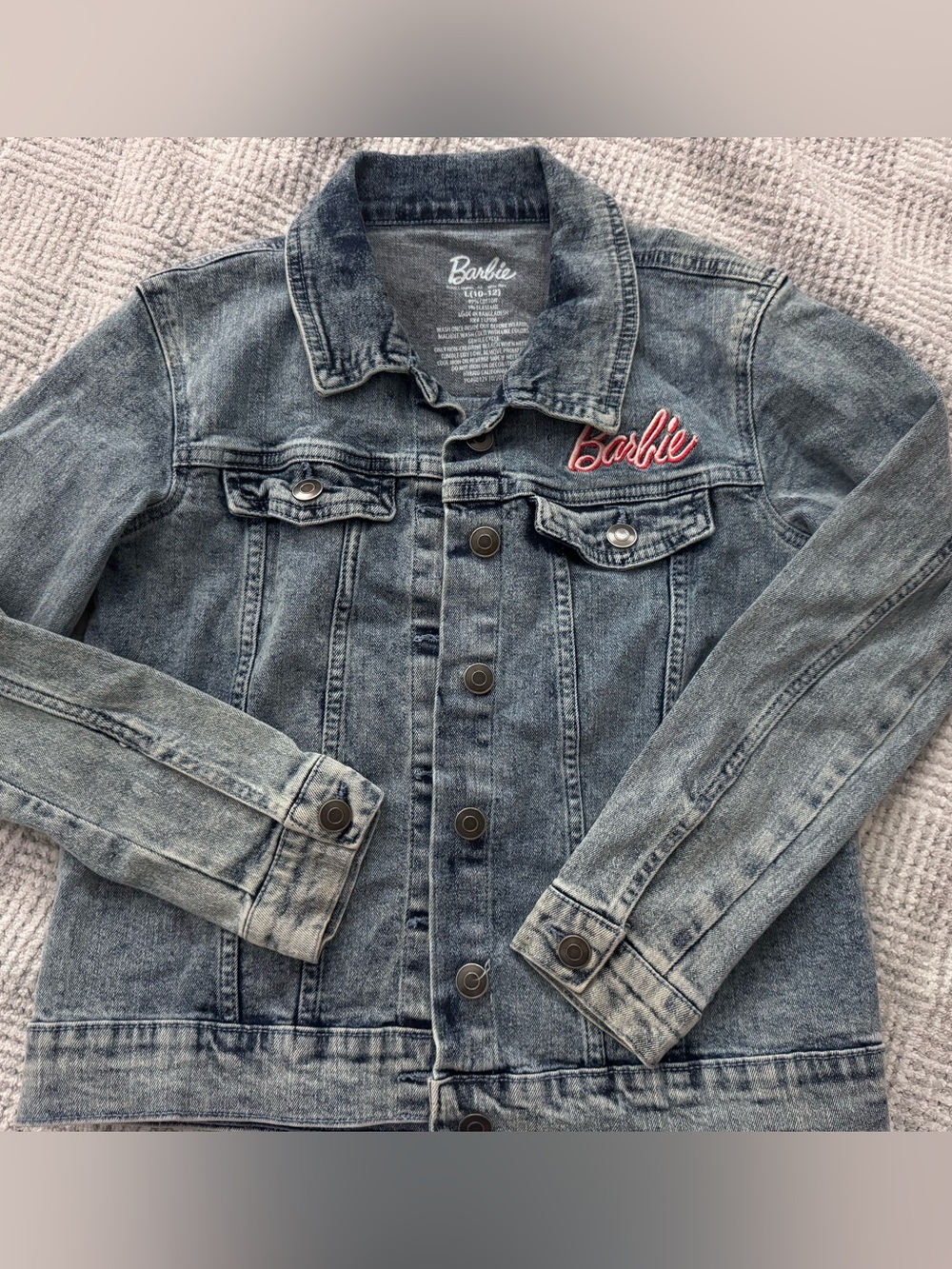 Barbie Blue Denim Jacket with Pink Script Logo